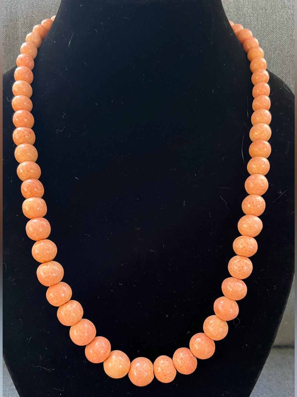 Vintage Natural Pink Sponge Coral Graduated Bead Strand Necklace 24" 7mm-12mm